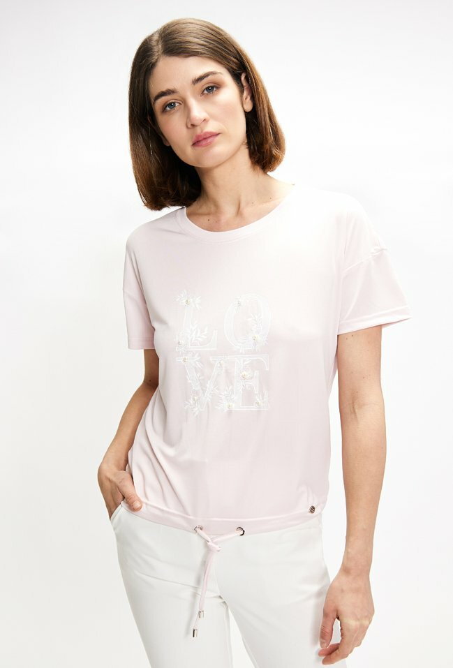 T-shirt damski z ozdobnym panelem