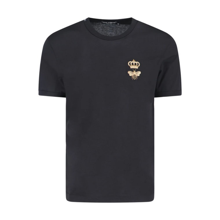 Czarna koszulka z Złotymi Szczegółami Dolce & Gabbana