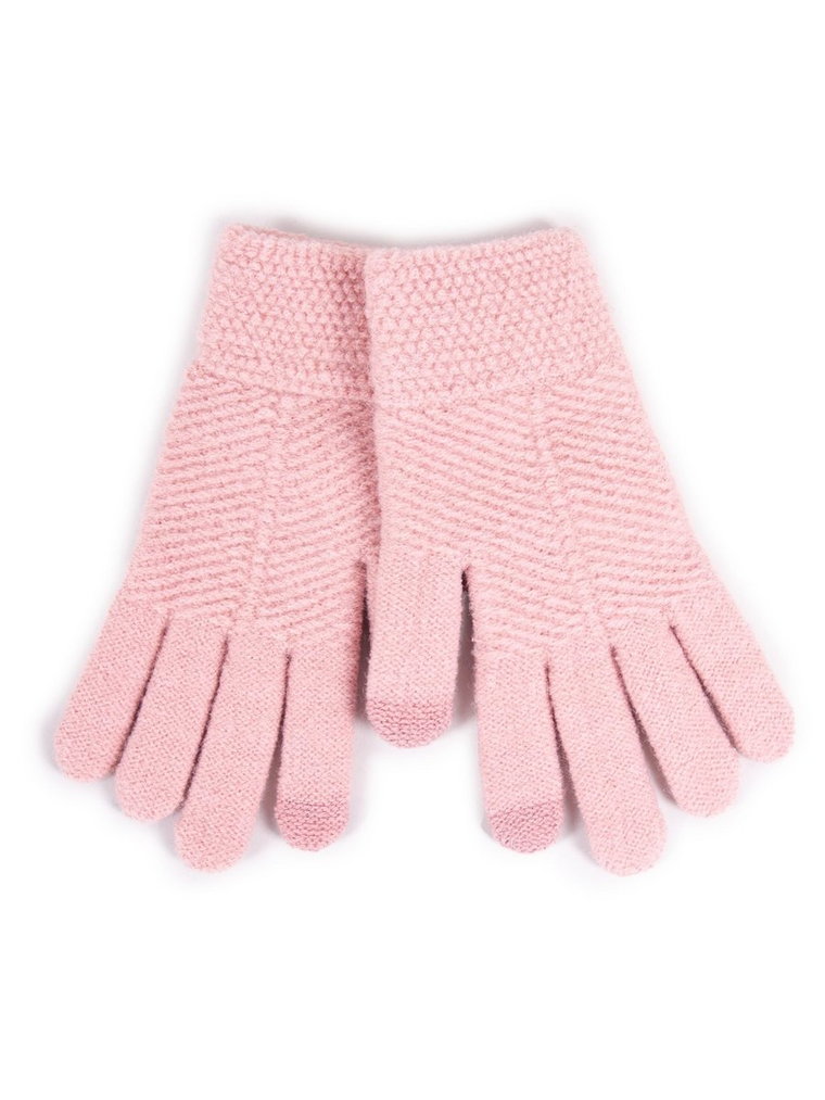 Rękawiczki Dziewczęce Pięciopalczaste Strukturalne Różowe Dotykowe 18 Cm