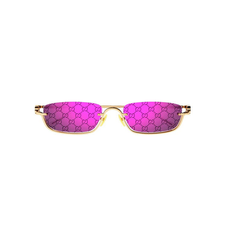 Luksusowe Metalowe Okulary Przeciwsłoneczne w Kolorze Różowym i Fioletowym Gucci