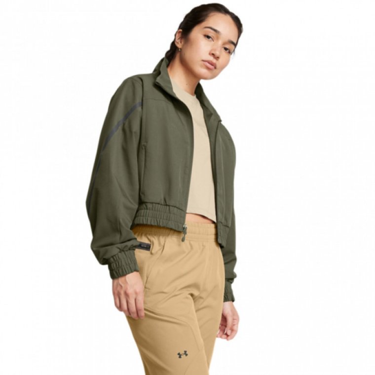 Damska kurtka treningowa Under Armour Unstoppable Crop Jacket - oliwkowa/khaki