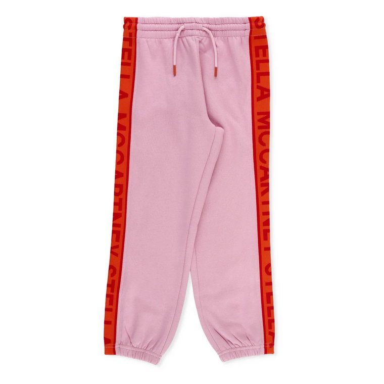 Różowe Juniorowe Bawełniane Spodnie z Kontrastującymi Paskami Stella McCartney