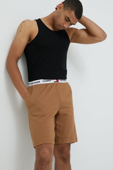 Tommy Hilfiger szorty piżamowe męskie kolor brązowy gładka