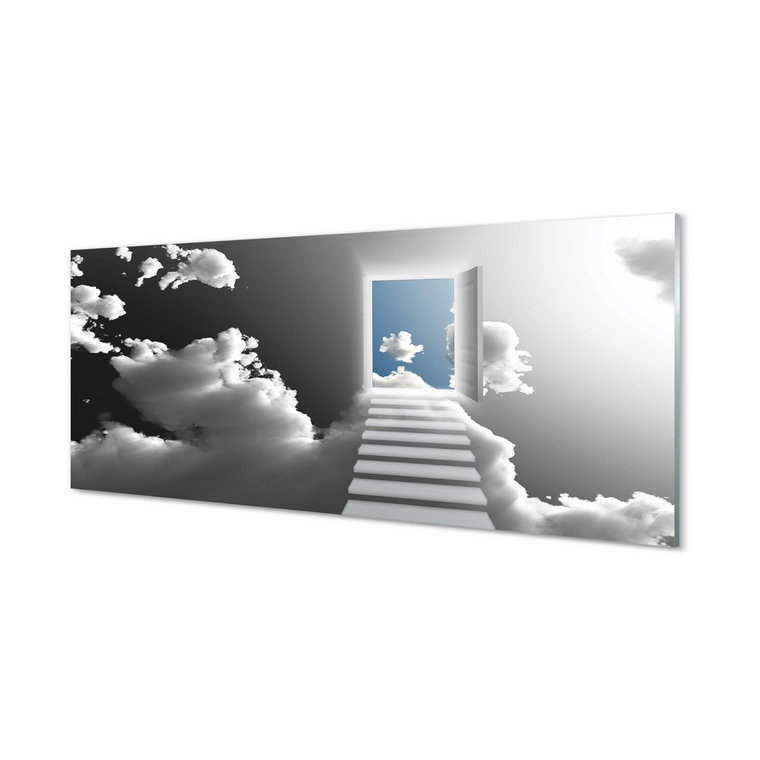 Panel szklany ścienny Niebo schody drzwi 125x50 cm