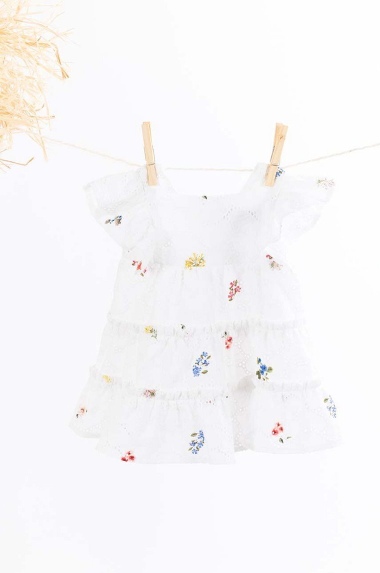 Tartine et Chocolat sukienka bawełniana niemowlęca kolor biały mini rozkloszowana