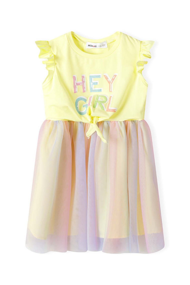 Dziewczęca sukienka z kolorowym tiulem- Hey girl