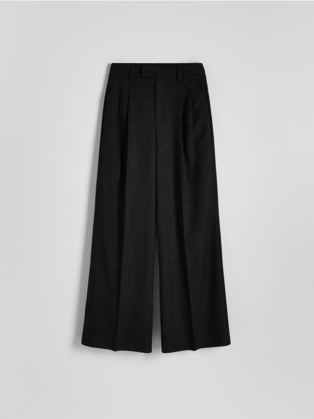 Reserved - Szerokie spodnie z metalizowaną nitką - czarny
