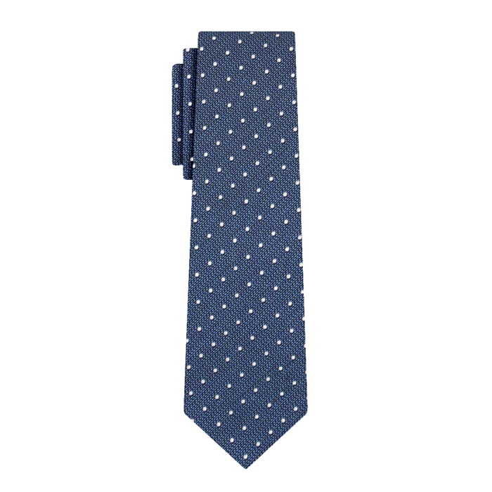 Krawat bawełniany niebieski w kropki EM 1