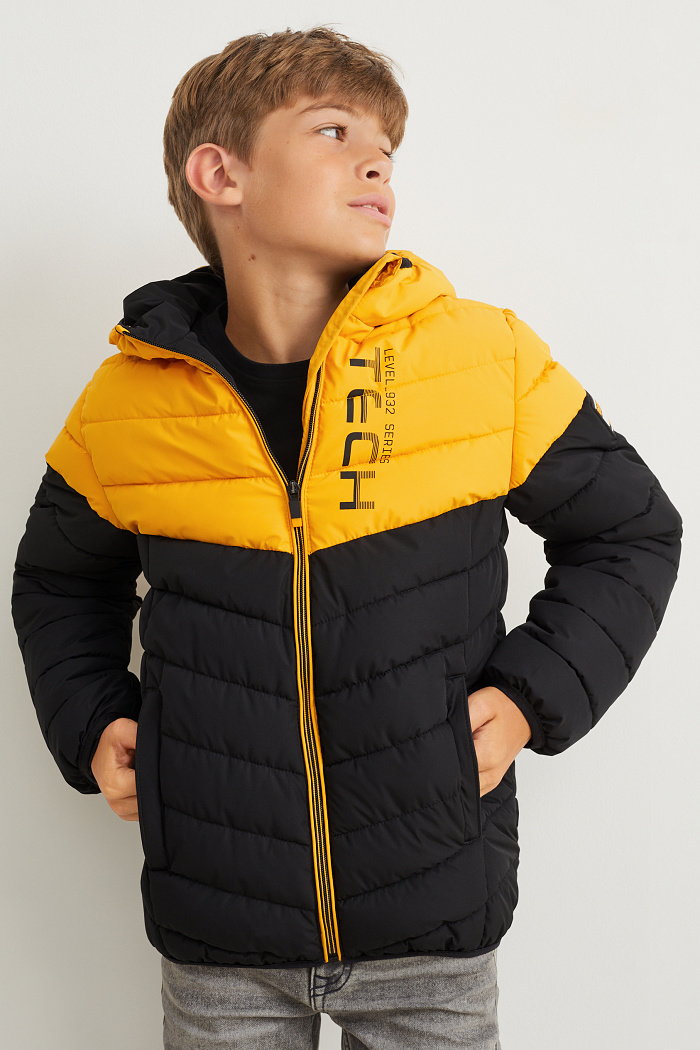 C&A Pikowana kurtka z kapturem, żółty, Rozmiar: 170