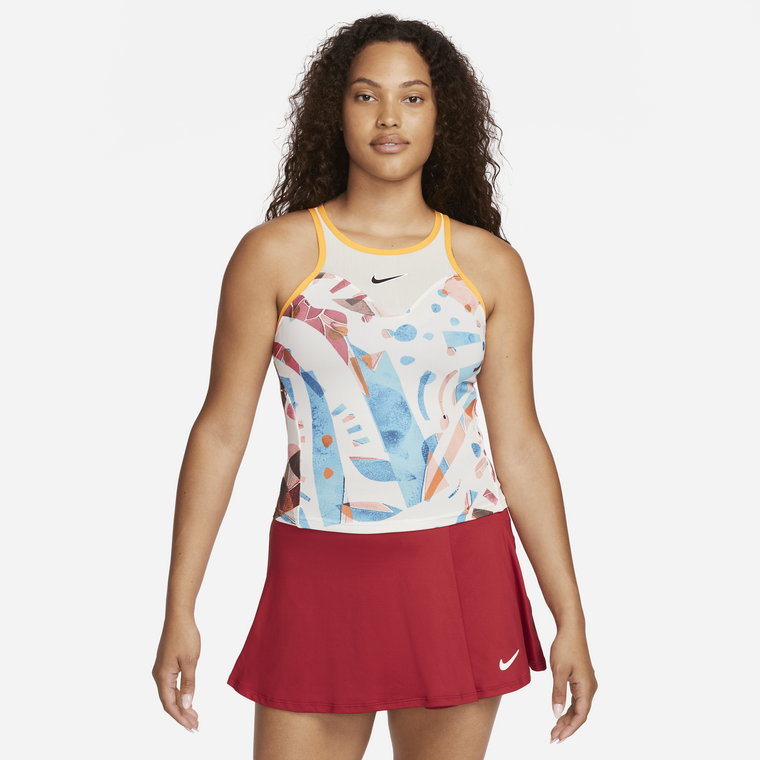 Damska koszulka tenisowa bez rękawów z nadrukiem NikeCourt Dri-FIT Slam - Biel