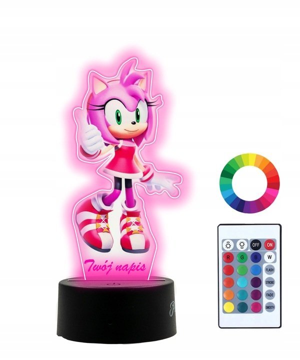 Lampka Nocna Z Nadrukiem 3D Led Sonic Amy Rose