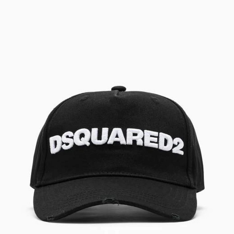 Czarna czapka baseballowa z instytucjonalnym nadrukiem Dsquared2