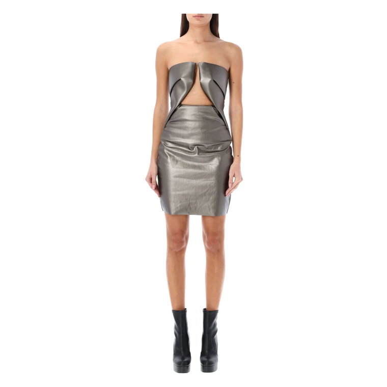 Gunmetal Prong Mini Sukienka Rick Owens