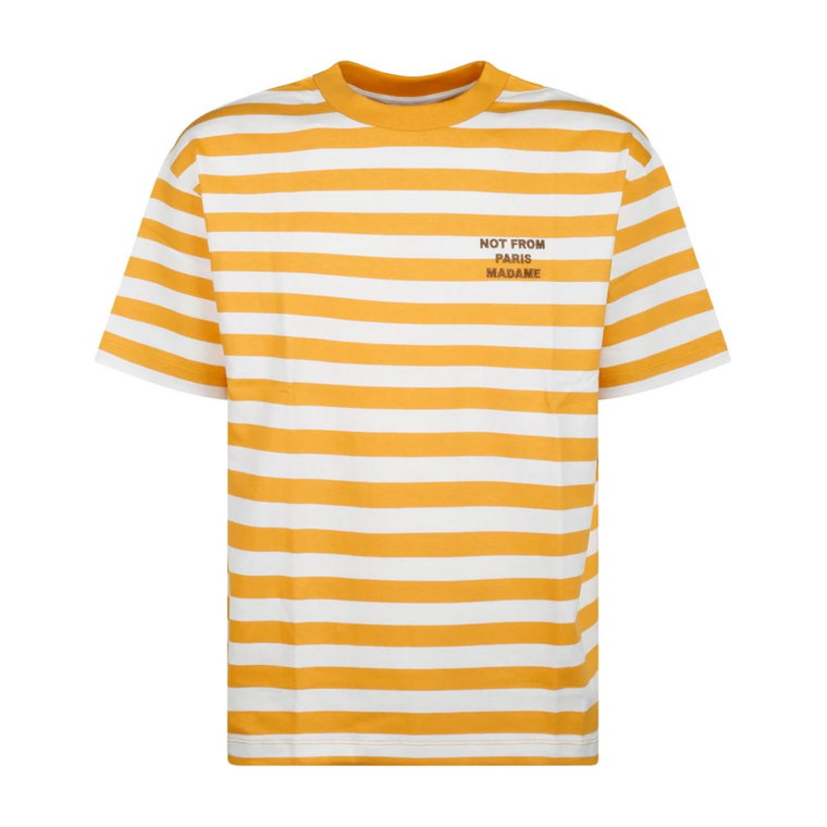 Paski z hasłem T-shirt w okrze i żółtym Drole de Monsieur