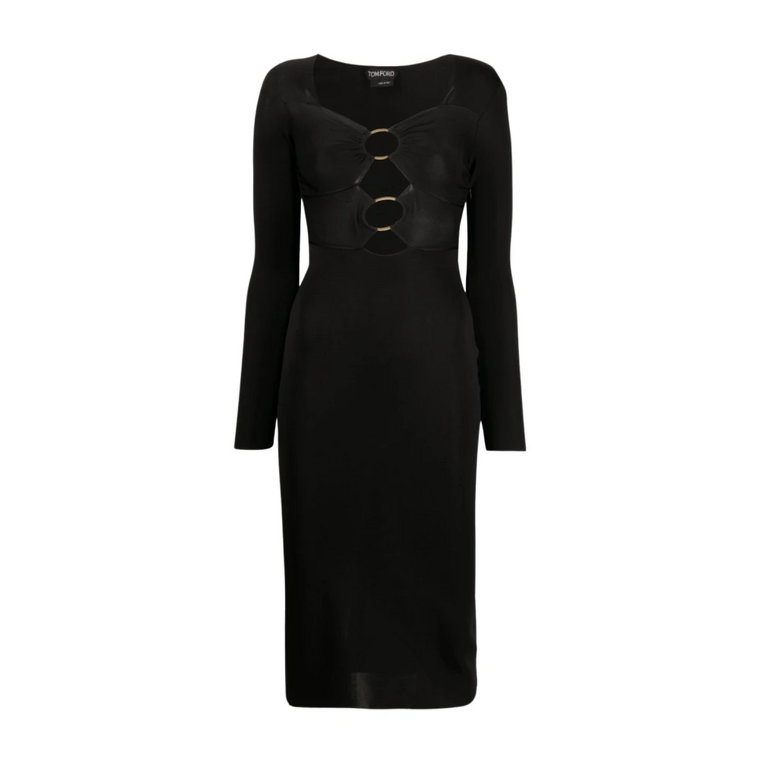 Elegancka Czarna Sukienka Midi Aw23 Tom Ford