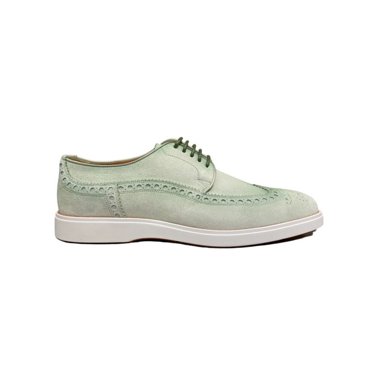 Zielone Degrade Zamszowe Buty Oxford Santoni