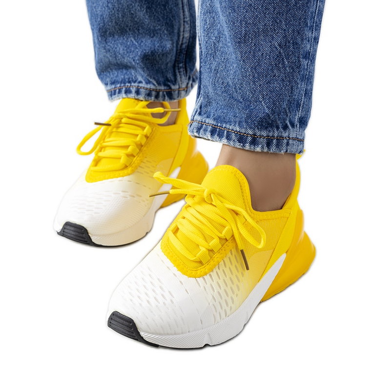 Żółte sneakersy sportowe Glaner białe
