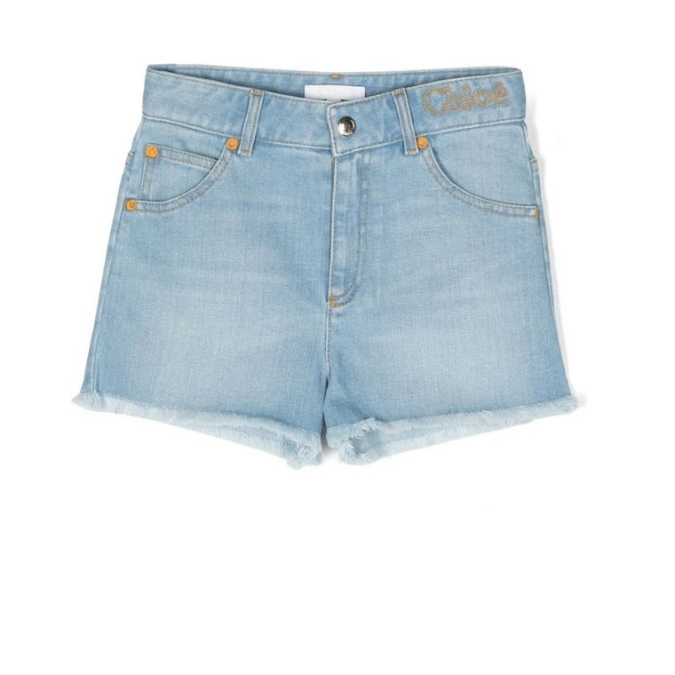 Jasnoniebieskie jeansowe szorty dla dziewcząt Chloé