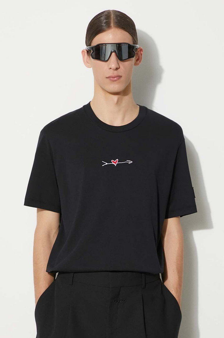 Neil Barrett t-shirt bawełniany Slim Cupid męski kolor czarny z aplikacją MY70198A-Y525-495N