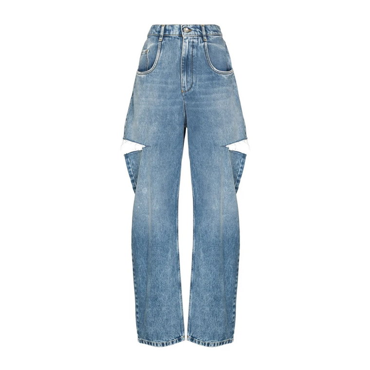 Clear Blue Distressed Straight-Leg Jeans Maison Margiela