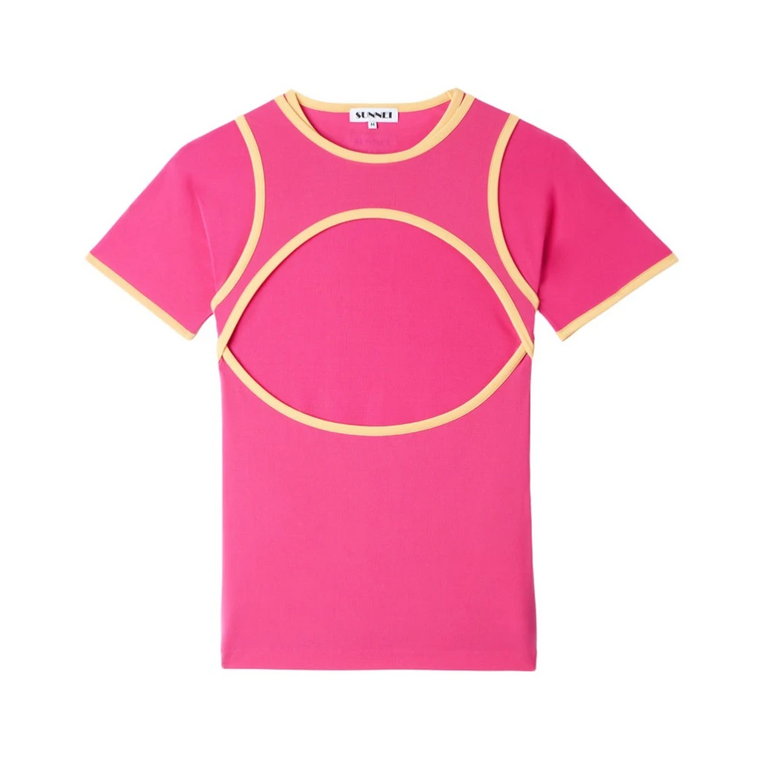 Elastyczna różowa koszulka z połączonym biustonoszem Sunnei