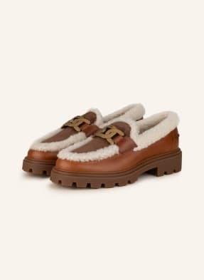 Tod's Loafersy Na Platformie Z Prawdziwą Skórą braun