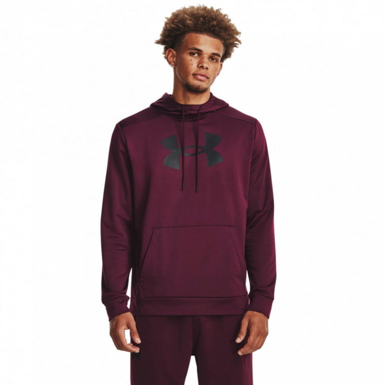 Męska bluza treningowa nierozpinana z kapturem Under Armour UA Armour Fleece Big Logo HD - bordowa