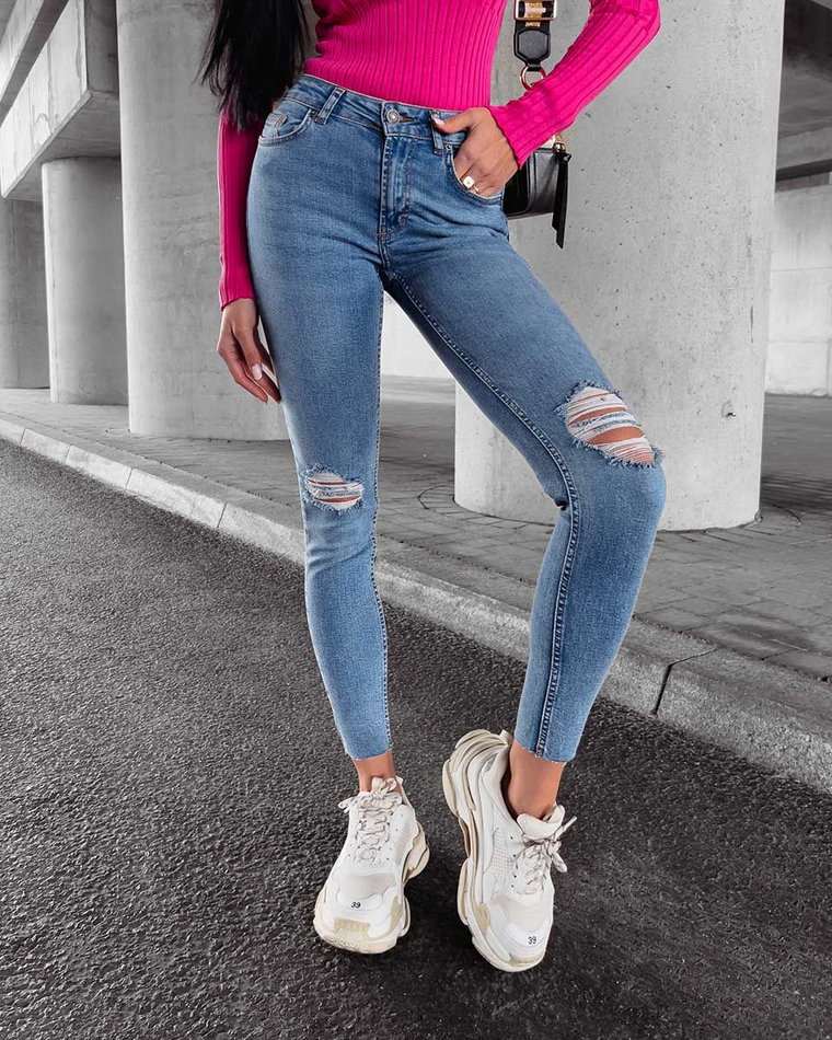 Spodnie jeansowe damskie OLAVOGA ARIEL 2023 niebieskie L