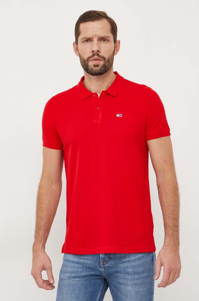 Tommy Jeans polo bawełniane kolor czerwony DM0DM18312