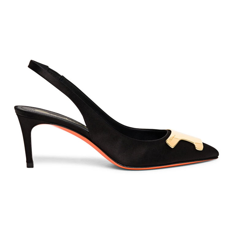 Satin Mid-Heel Slingback Pumps Santoni