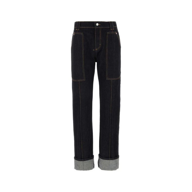 Ciemnoniebieskie jeansy z denimu - Stylowe i wygodne Alexander McQueen