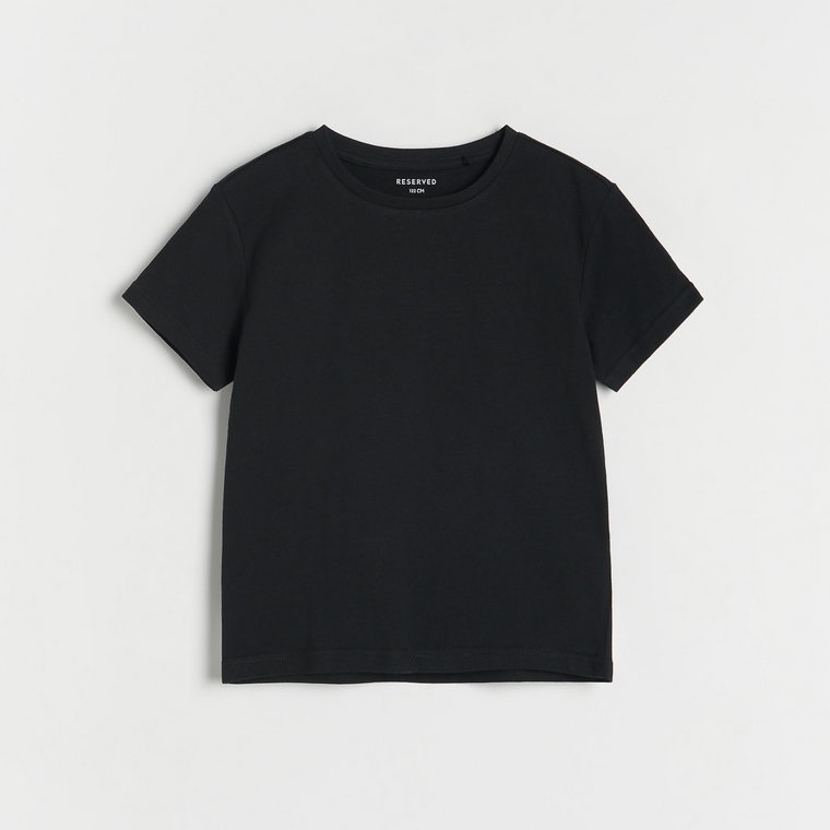 Reserved - Bawełniany t-shirt basic - czarny