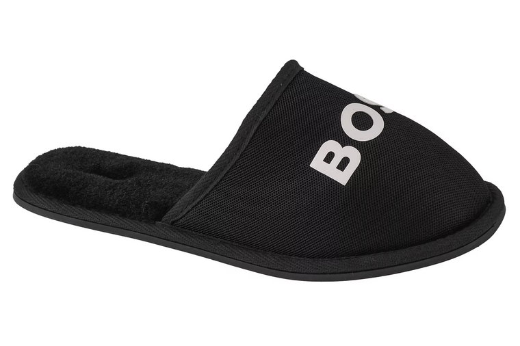 BOSS Logo Slippers J29312-09B, Dla chłopca, Czarne, Kapcie, tkanina, rozmiar: 36