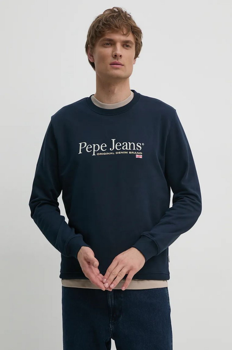 Pepe Jeans bluza bawełniana SEAN męska kolor granatowy z nadrukiem PM582699