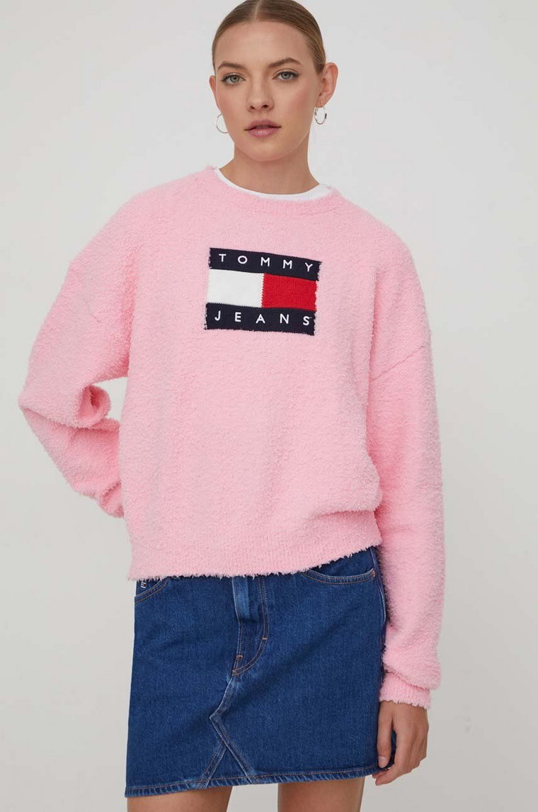 Tommy Jeans sweter damski kolor różowy