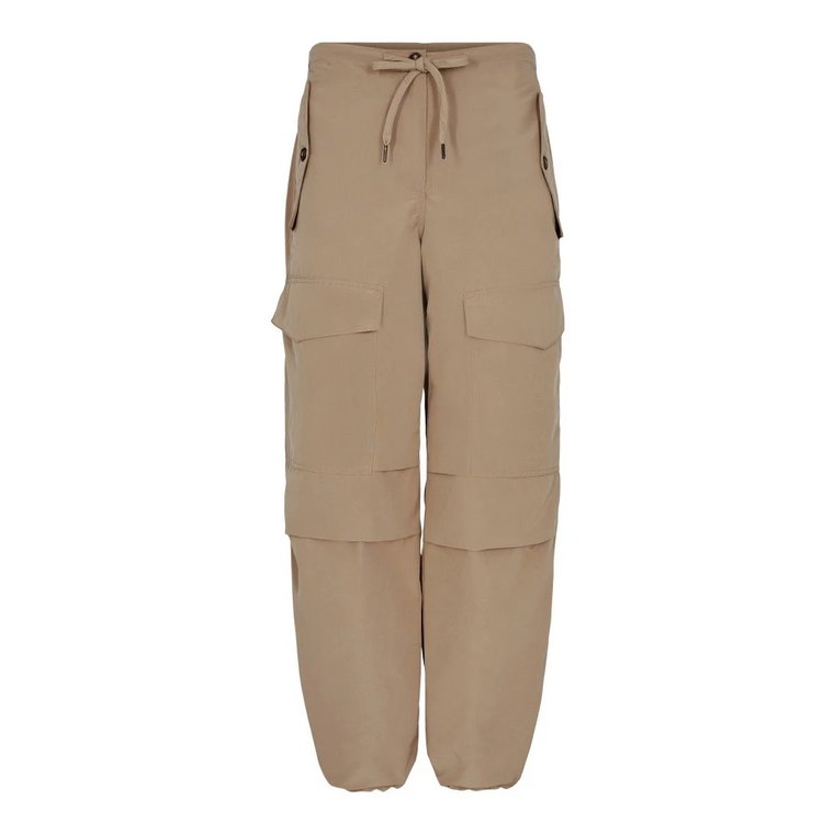 Beżowe Spodnie Cargo z Regulowanym Fasonem Co'Couture