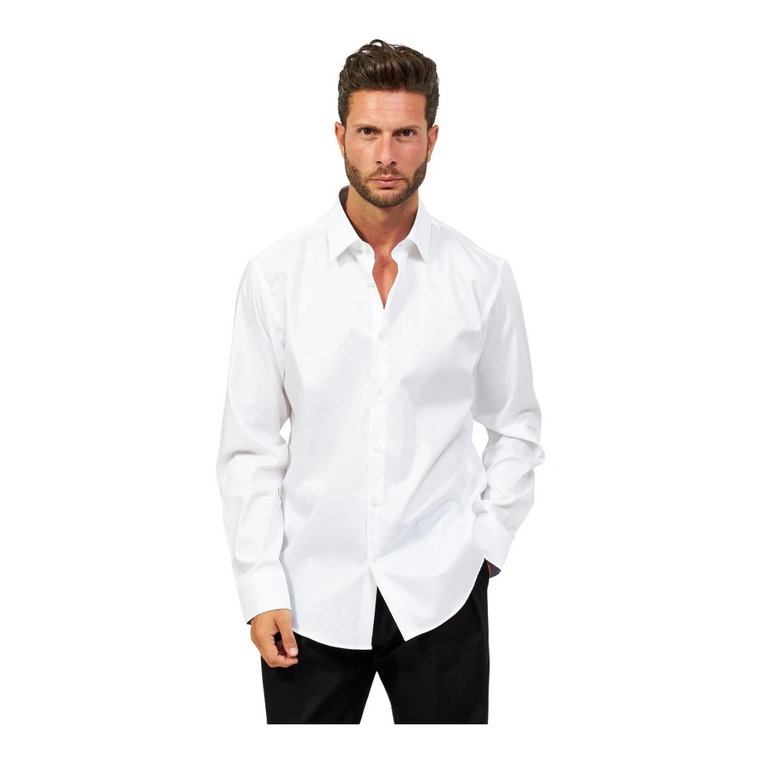 Biała koszula regular fit z bawełny z łatwym do prasowania wykończeniem Hugo Boss