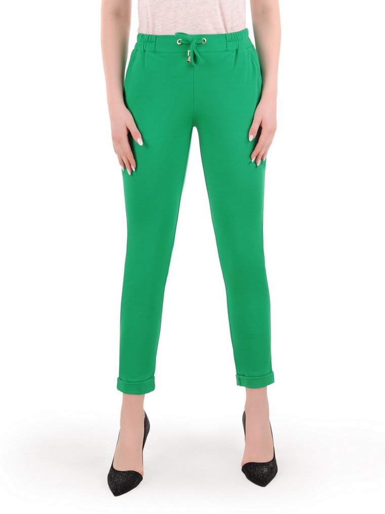 Zielone spodnie damskie z kieszeniami 35414