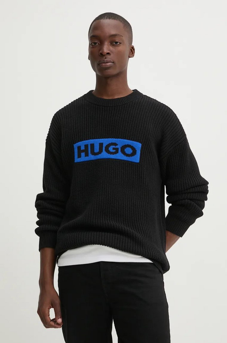 Hugo Blue sweter bawełniany kolor czarny  50525363