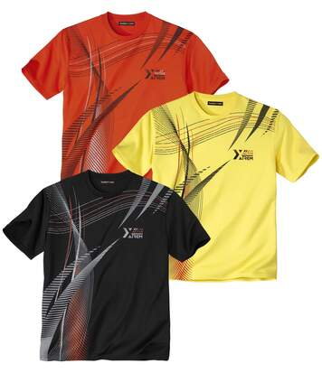 Zestaw 3 koszulek Active Sport Mężczyzna Atlas for Men - Kolor : Żółty - Rozmiar : 4XL