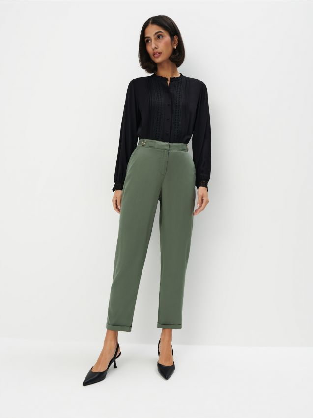 Mohito - Zielone spodnie z lyocellu - zielony