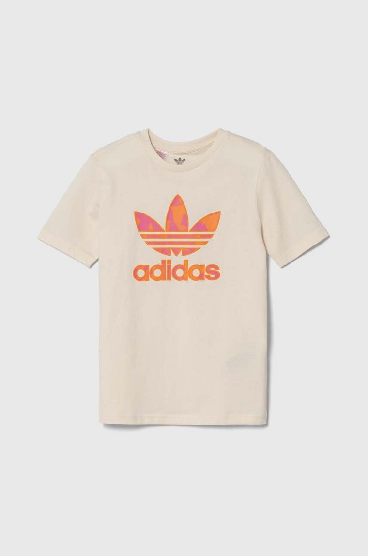 adidas Originals t-shirt bawełniany dziecięcy kolor beżowy