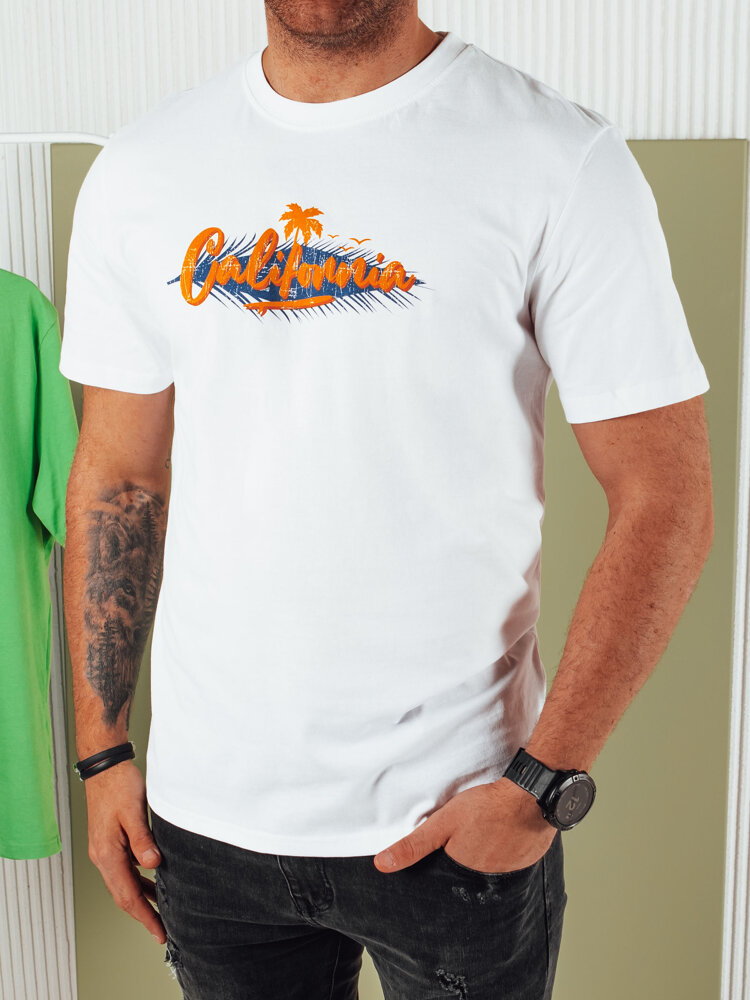 Koszulka męska z nadrukiem biała Dstreet RX5371