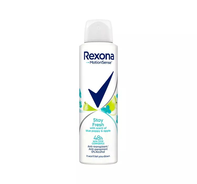 REXONA STAY FRESH BLUE POPPY & APPLE ANTYPERSPIRANT W AEROZOLU DLA KOBIET 150ML