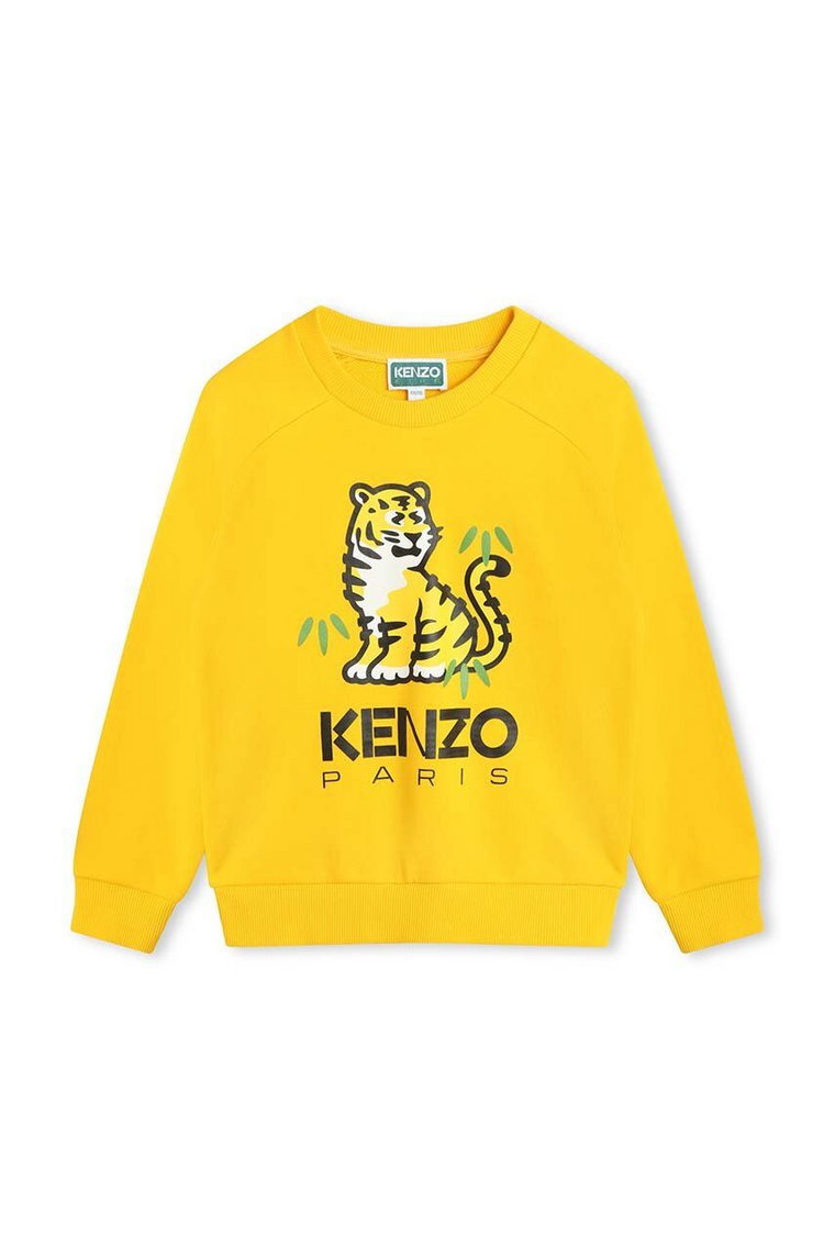 Kenzo Kids bluza bawełniana dziecięca kolor żółty z nadrukiem