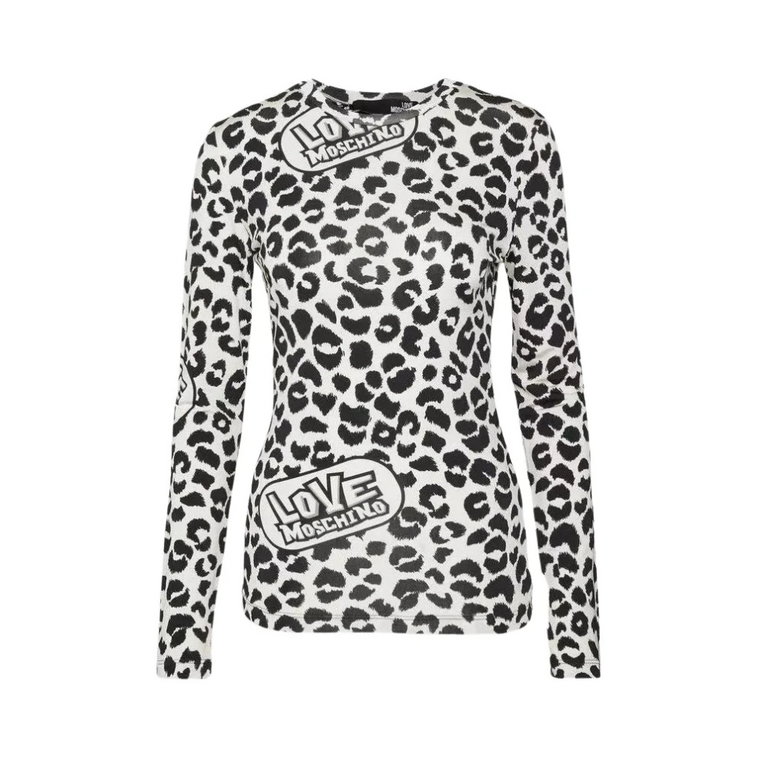 Leopard Print Crewneck Sweater Love Moschino