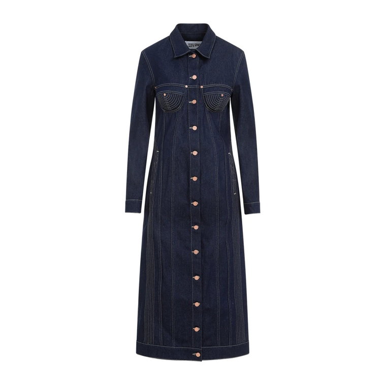 Indigo Denim Trompe-l`Sil Coat Jean Paul Gaultier