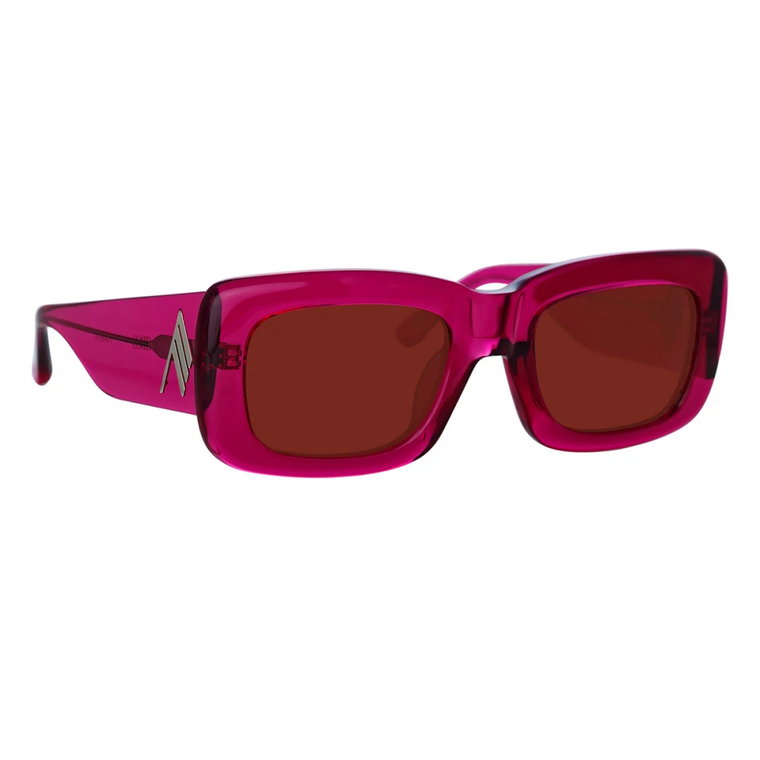 Przezroczyste różowe okulary przeciwsłoneczne w kształcie prostokąta z brązowymi soczewkami The Attico