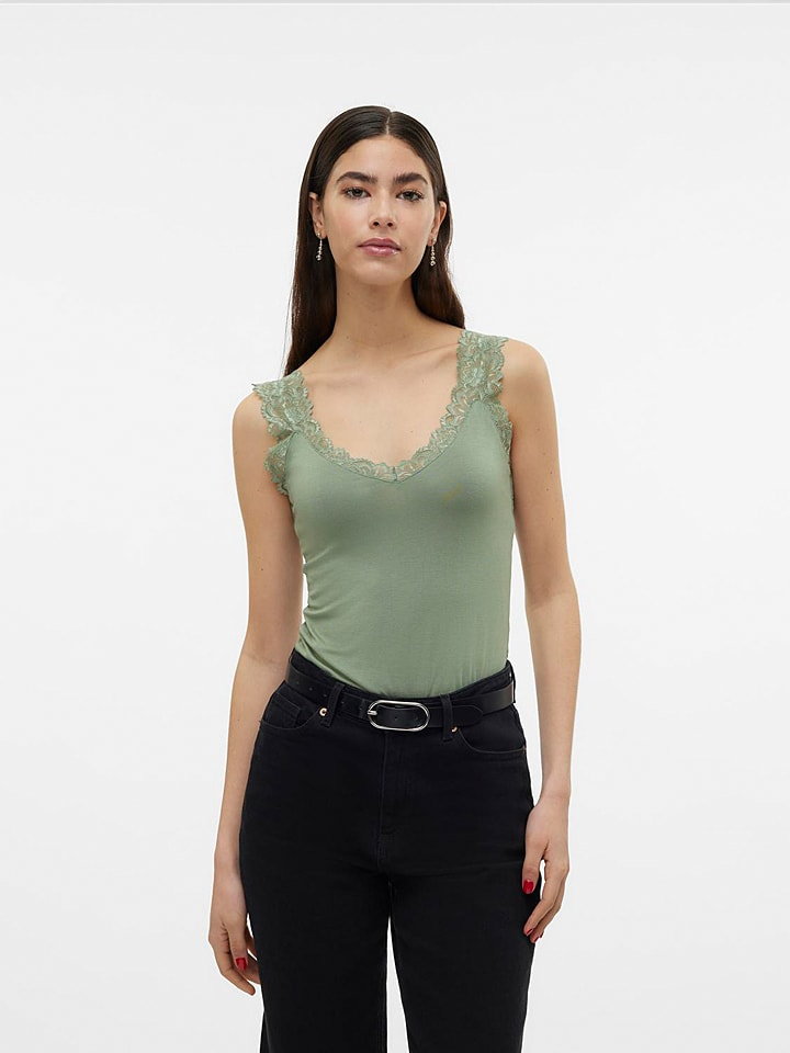 Vero Moda Top "Rosa" w kolorze zielonym