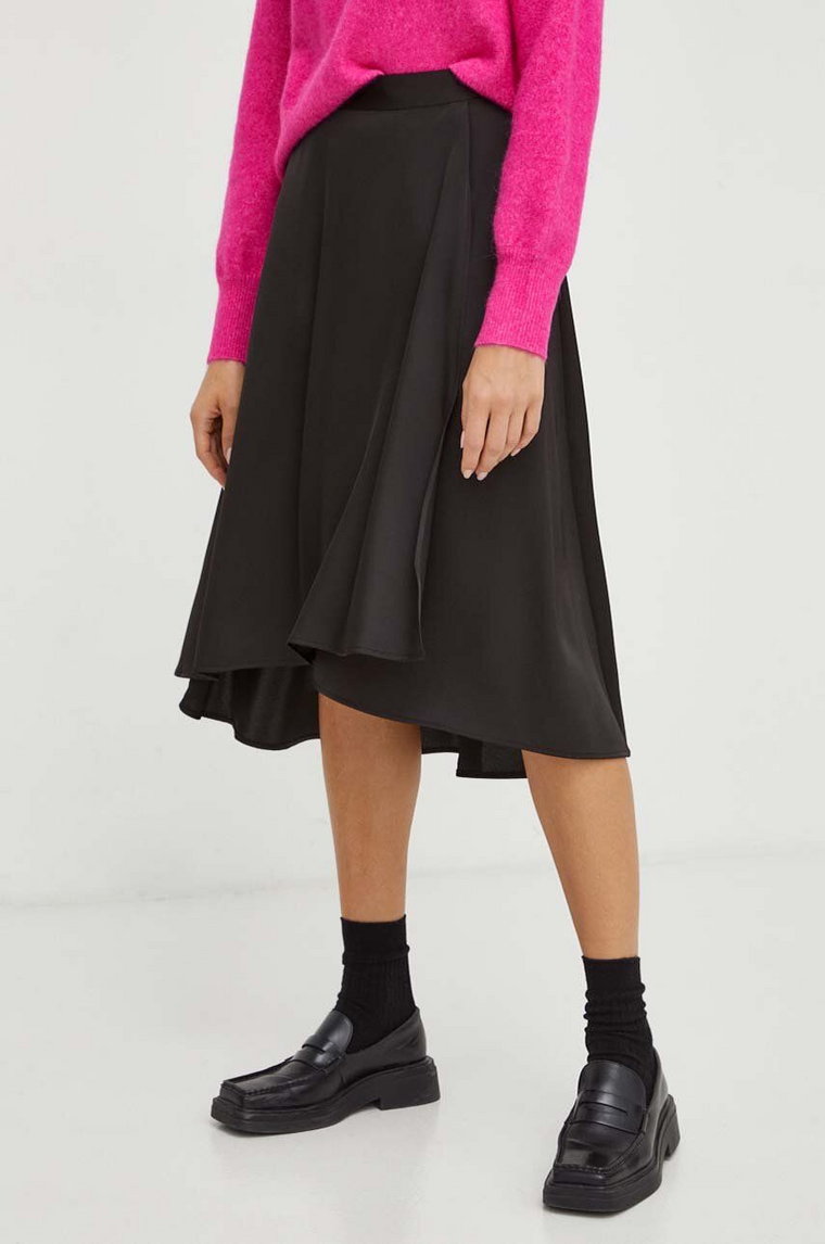 Bruuns Bazaar spódnica kolor czarny midi rozkloszowana